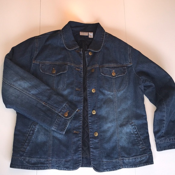 Chicos Womens Denim Jacket Quilted 
